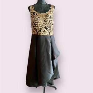 Candalite Black & Gold Embroidered Hi-Low Gown